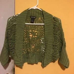 Olive green crop cardigan